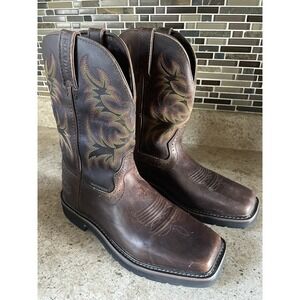 Justin Boots Men's‎ Size 9.5EE Stampede Driller Brown Square Toe Work SE4689